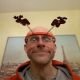 Stef wearing reindeer Deely Boppers